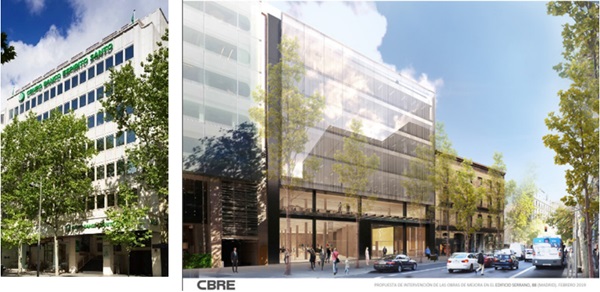 Figure 1. Former façade      Figure 2. Rendering. Refurbished façade.