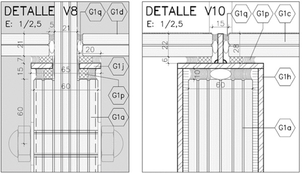 Figure 14. Plan detail of the join between brackets and railing.