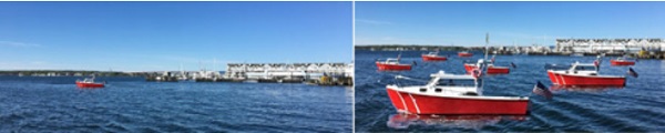 Figure 2. Saliency is inversely proportional to frequency as this red boat indicates.
