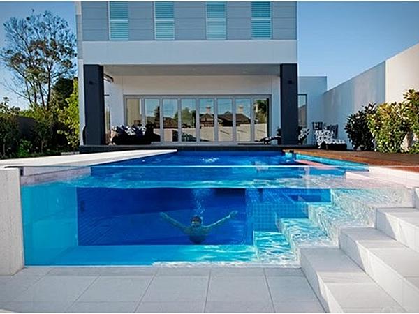 Glass on sale swimming pool