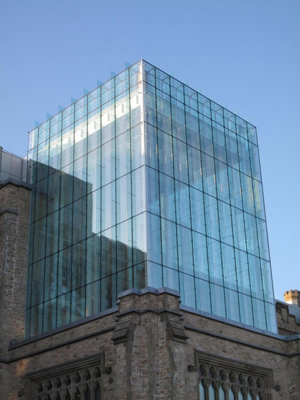 Triple-Glazed Low-e IGU Point-Supported Structural Glass Fin Wall Enclosure at The Canadian Museum of Nature “Queen’s Lantern”, Ottawa, Canada