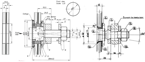 Fig. 11: Façade rotula with 8.6 laminated glass. Left: new design. Right: original design.