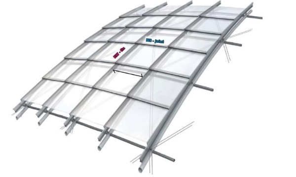 Fig. 13 3D diagram of the shingled glazing system. Image: Knippers Helbig.