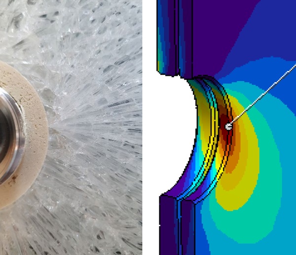 Fig. 18: Sample after test, glass broken, Hilti undamaged.