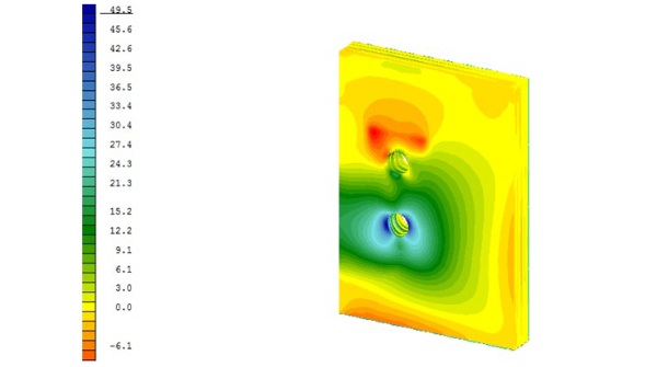 Fig. 21: Maximum principal stress plot (vertical glass), © Werner Sobek.