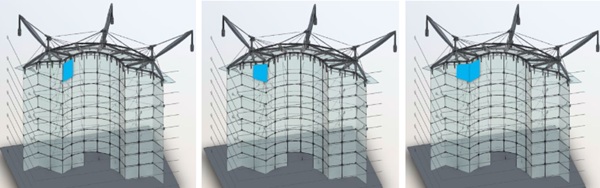 Fig. 21: Examples of glass breakage scenarios considered through modelling.