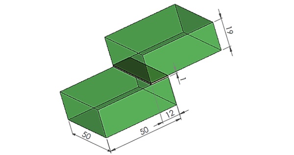 Fig. 3: Shape for bonded glass-to-glass test samples (not to scale, dimension in mm).