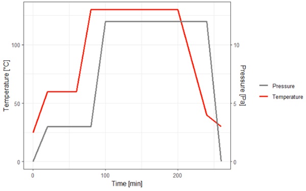 Fig. 3: Autoclave cycle used for assembly of the ionomer interlayer. 