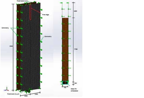 Figure 3. Auditorium structure, supports, dimensions and section