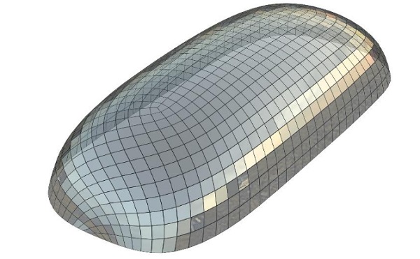 Fig. 5 Planar with flush edges. Note that in this iteration the boundary vertices were restricted to stay on the perimeter. This constraint was later dropped. By allowing the faces to flow over the edge, the squeezed faces in the middle part were eliminated.