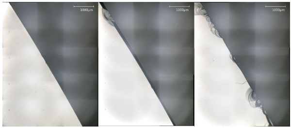 Figure 5 Example for the assignment of quality; Left is excellent, middle is accepable and right is bad.