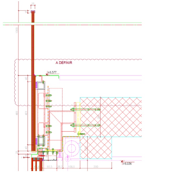 Fig. 6: Vertical section at sliding window area showing barrier detail