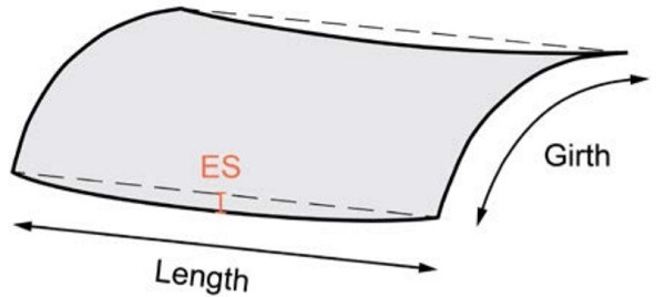 Figure 6 – Edge straightness (ES) deviation of a curved panel