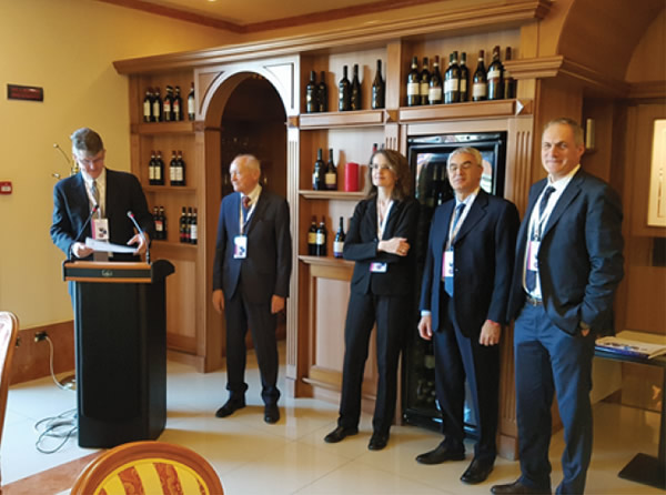 From the left: Bart Pascoli (ICE Chicago), Sandro Salmoiraghi (Federmacchine President), Laura Biason (Gimav Director), Ferdinando Pastore (ICE), Matteo Picariello (ICE Chicago)