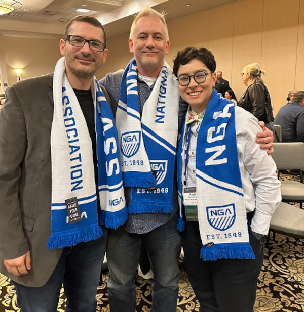 NGA volunteers wearing rally scarves