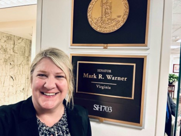 NGA's Michele Nosko at the office of Senator Mark Warner (D-VA)