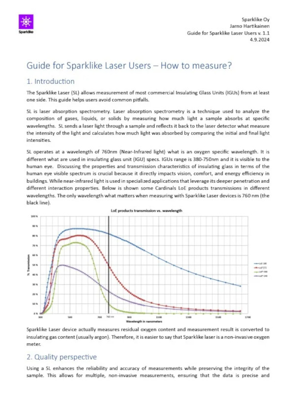 Guide for Sparklike Laser Users tells how to measure with the TDLAS technology