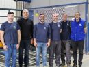 Vitropor team from left: Jose Pereira, CNC/Tempering/Maintenance; Pedro Aguiar, Management; Jose Oliveira, Tempering; Filipe Caetano, Cutting/Tempering/Maintenance; José Dias, Maintenance/Installation; and Hugo Rainha, R&D/Maintenance.