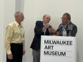 (l-r) Chuck Wencl receives award from Stanley Joehlin & Ren Bartoe (l-r) Chuck Wencl receives award from Stanley Joehlin & Ren Bartoe