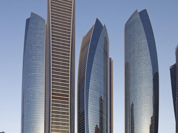 Five Glass Sculptures Etihad Towers Abu Dhabi Uae