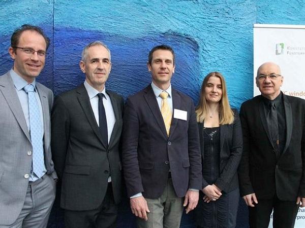 The speakers at the “PVC window quality conference“ (f.l.) – Arjen van der Drift (Kiwa, Netherlands), Gerald Feigenbutz and Bernhard Elias (GKFP, DE), Nicky van der Waal (Kiwa) and Hubert Lagier (Centre Scientifique et Technique du Bâtiment, FR) // © EPPA