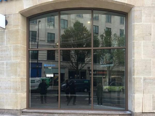 Barclays Bank in Birmingham fitted with the Jack Aluminium’s JD47 Shopfront System